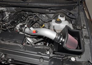 Ford Edge Performance Air Intake - K&N Engineering - 77 Series, Mandrel-Bent Aluminum, Oiled Cotton Filter - Silver - `11-`13